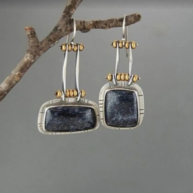Pendientes Retro de Plata de Medianoche