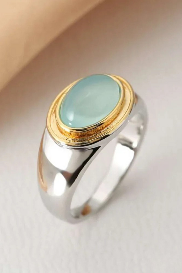 Anillo Retro de Luna Verde