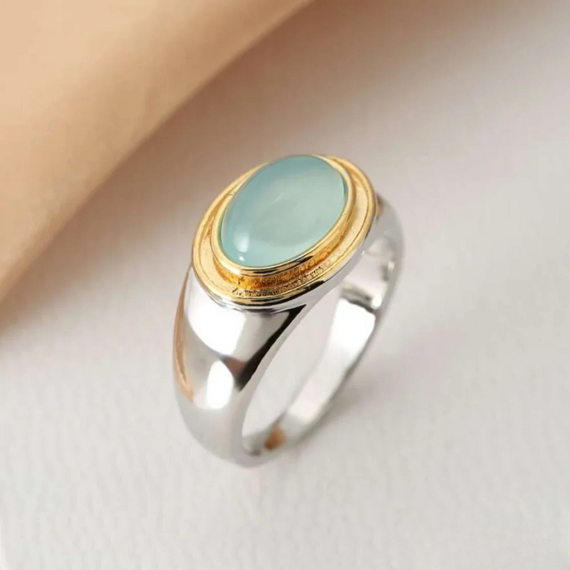 Anillo Retro de Luna Verde