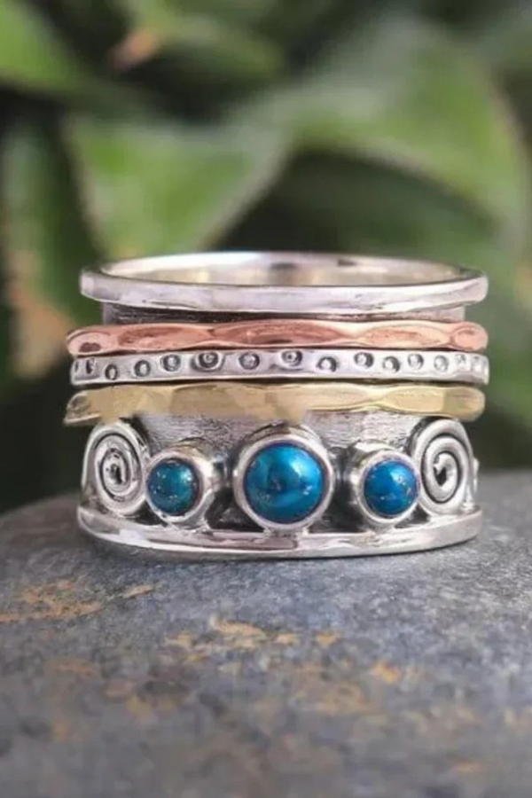 Anillo de Meditación Bohemio de Zafiro