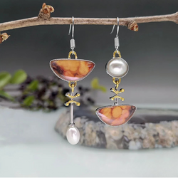 Pendientes de piedra naranja natural retro