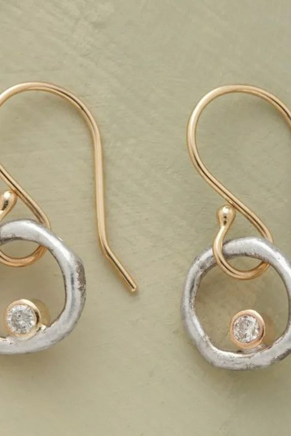 Pendientes de zirconia vintage en oro y plata