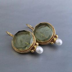 Pendientes Vintage Redondos de Piedra Verde