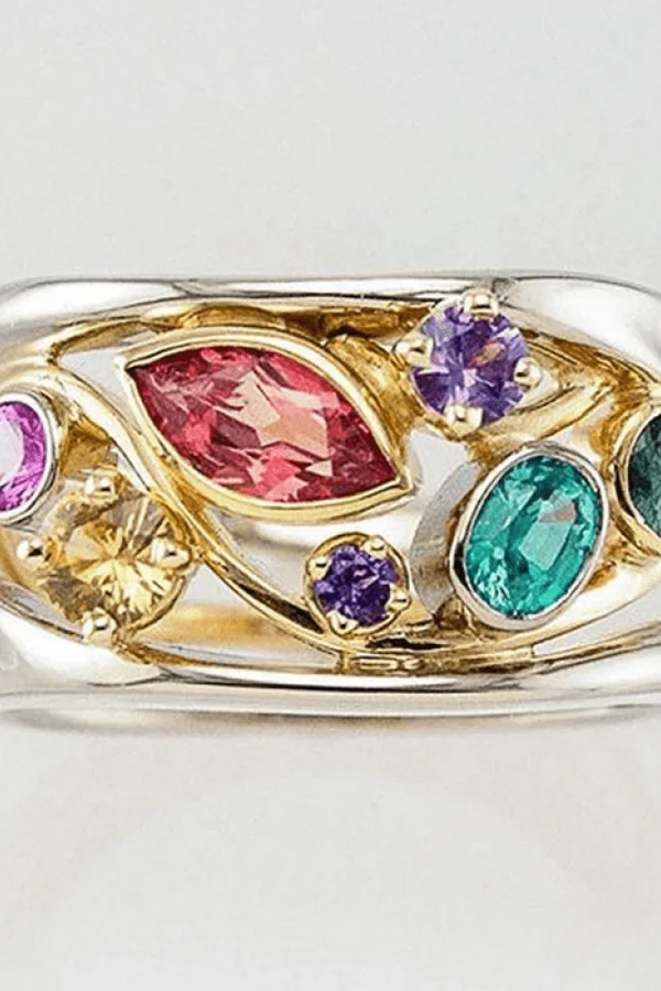 Anillo Vintage con Zirconia en Colores Oro y Plata