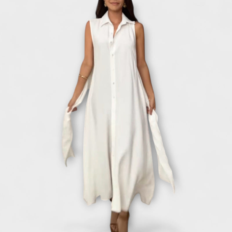 Mira - Vestido midi de una sola fila con detalle de lazo