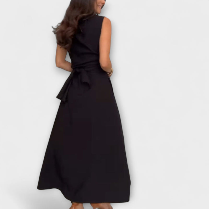 Mira - Vestido midi de una sola fila con detalle de lazo