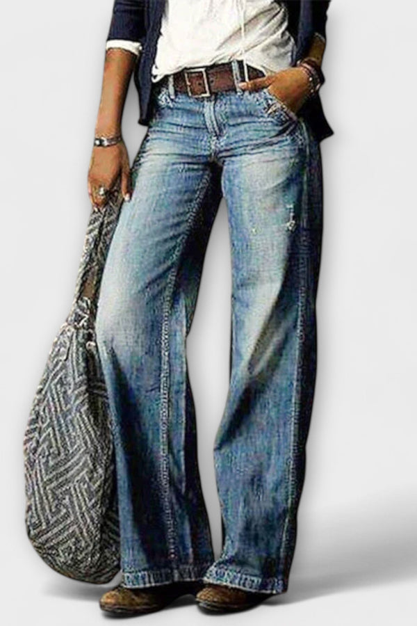 Cess - Pantalones de mezclilla con pierna ancha
