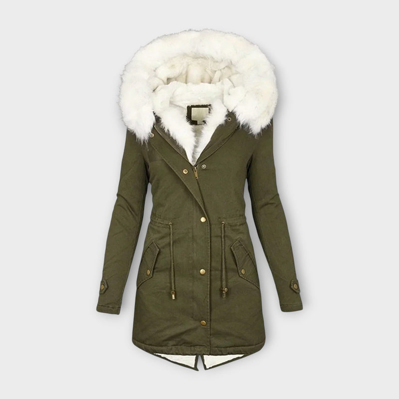 Ivara - Chaqueta de invierno impermeable y forrada de piel