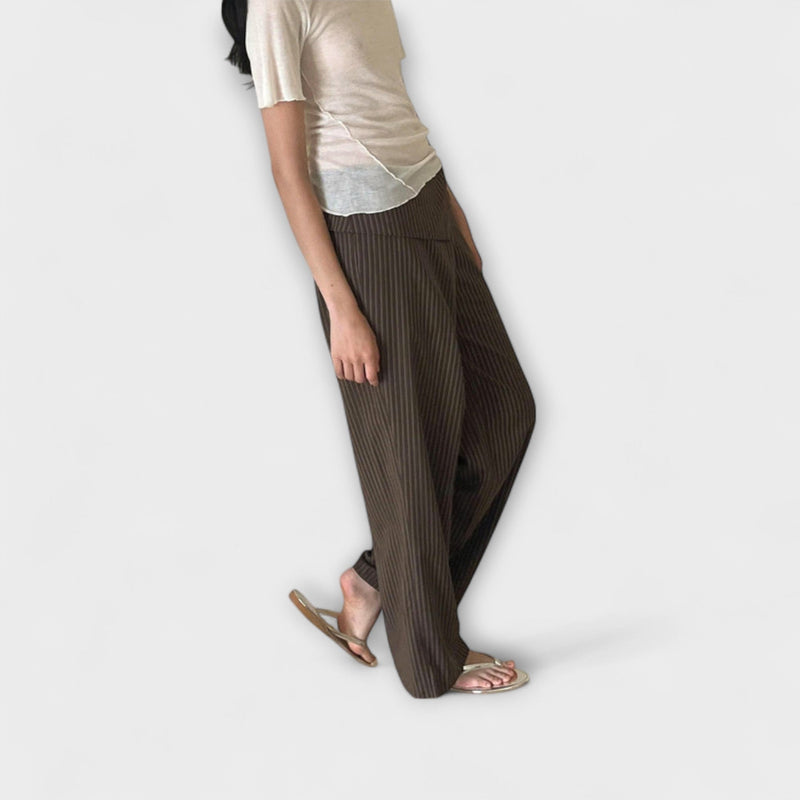 Julia - Pantalón Rayado Plegable