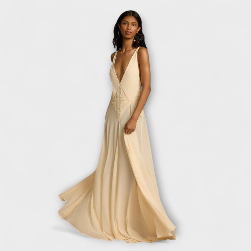 Lavinia - Vestido maxi con profundo escote en V