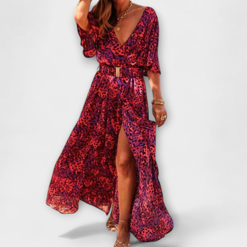 Sabine - Vestido maxi envolvente elegante con diseño fluido