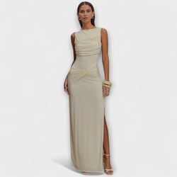 Rieke - Vestido maxi elegante con alta abertura en la pierna