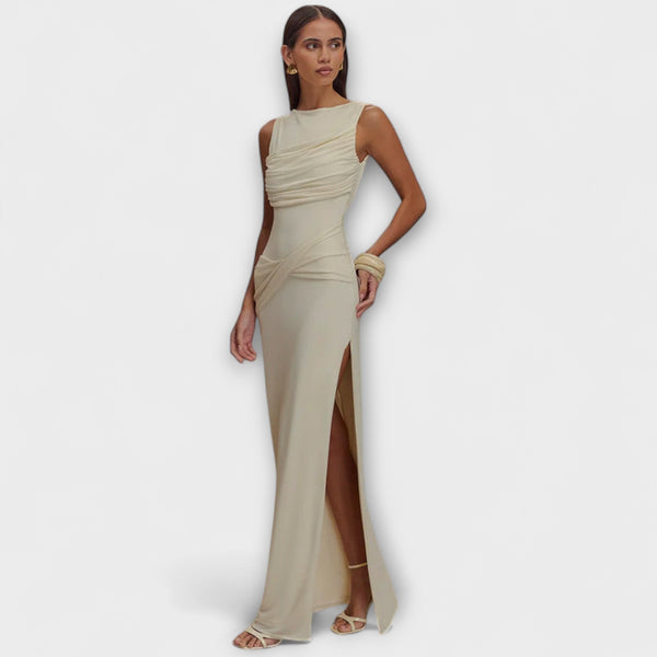 Rieke - Vestido maxi elegante con alta abertura en la pierna