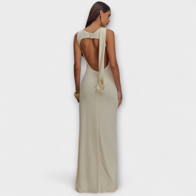 Rieke - Vestido maxi elegante con alta abertura en la pierna