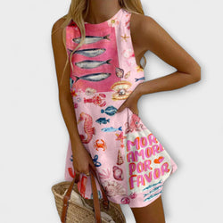 Mirava – Vestido Mini en Rosa con Estampado