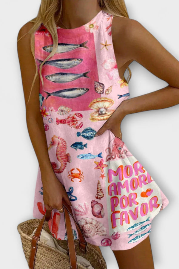 Mirava – Vestido Mini en Rosa con Estampado