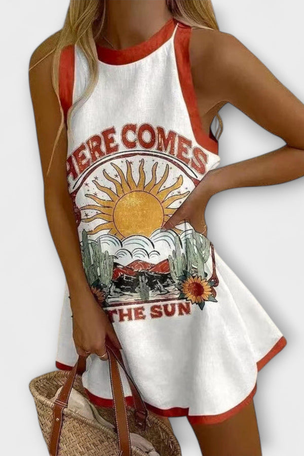 Khalira – Vestido Mini con Patrón de Sol