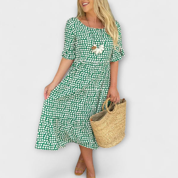 Blythea – Vestido midi casual con volantes