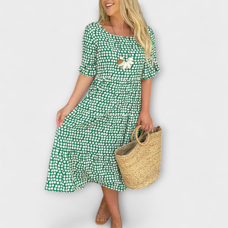 Blythea – Vestido midi casual con volantes