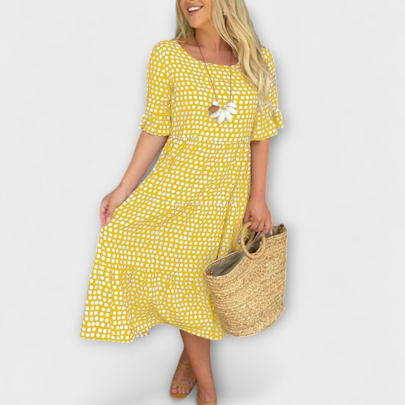 Blythea – Vestido midi casual con volantes