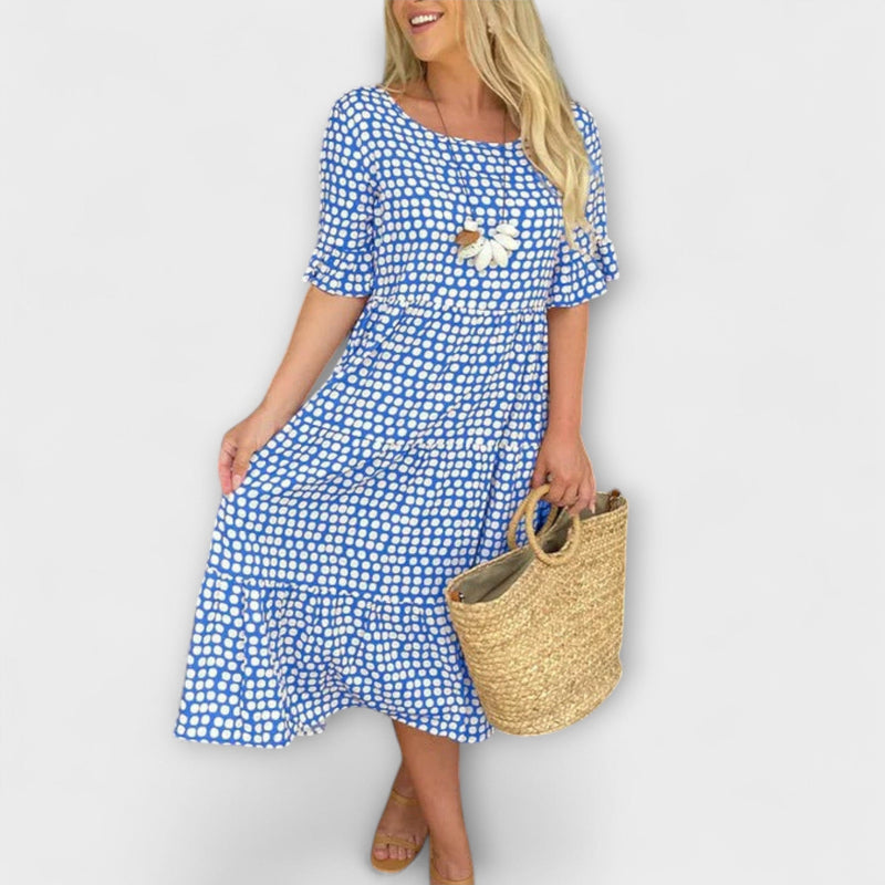 Blythea – Vestido midi casual con volantes