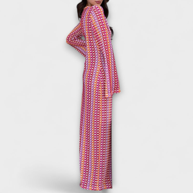 Elina – Vestido maxi con escote en V y estilo vacacional