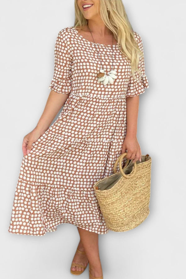 Blythea – Vestido midi casual con volantes