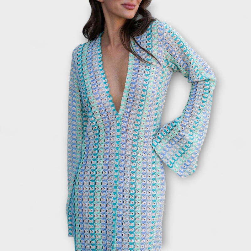 Elina – Vestido maxi con escote en V y estilo vacacional