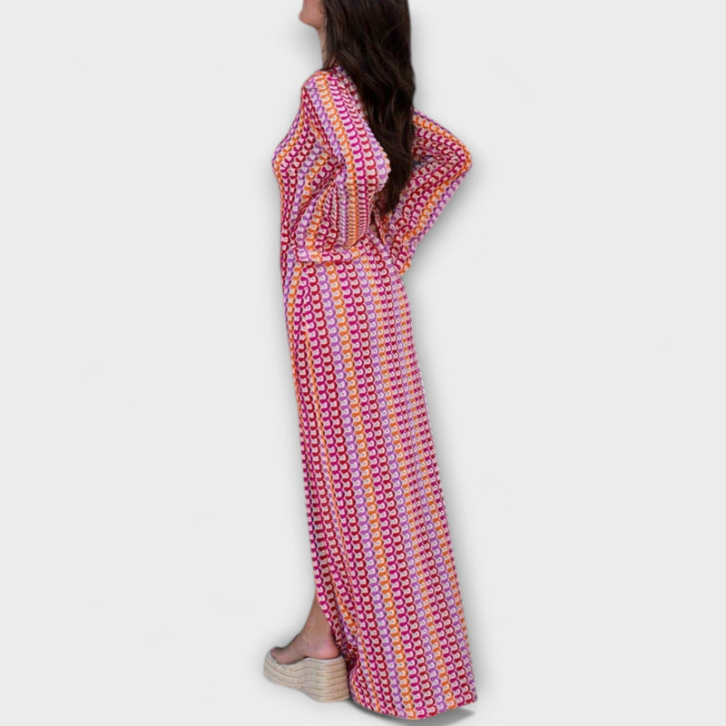 Elina – Vestido maxi con escote en V y estilo vacacional