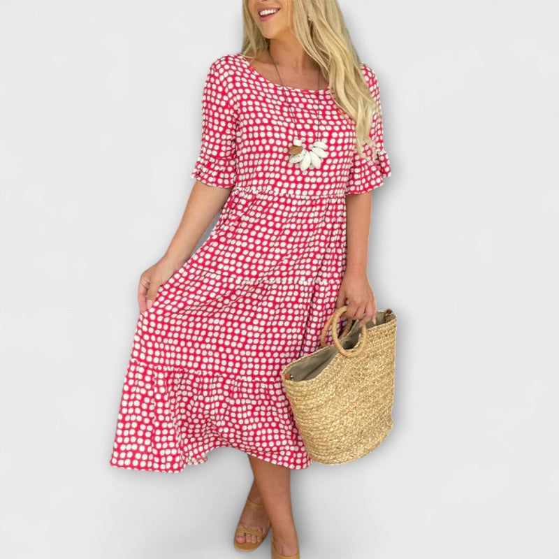 Blythea – Vestido midi casual con volantes