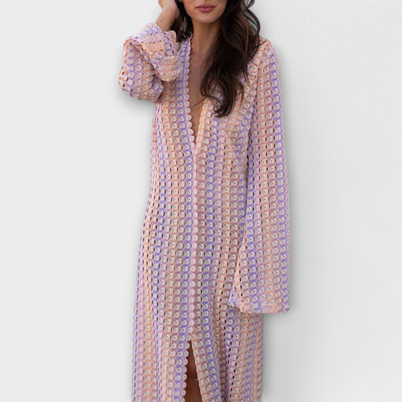 Elina – Vestido maxi con escote en V y estilo vacacional