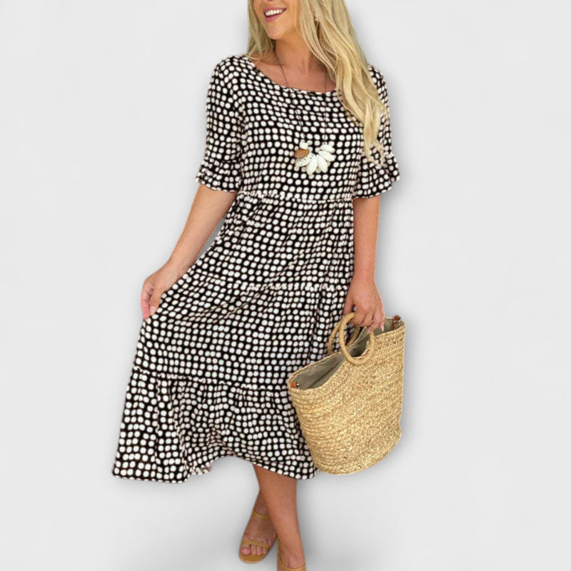 Blythea – Vestido midi casual con volantes