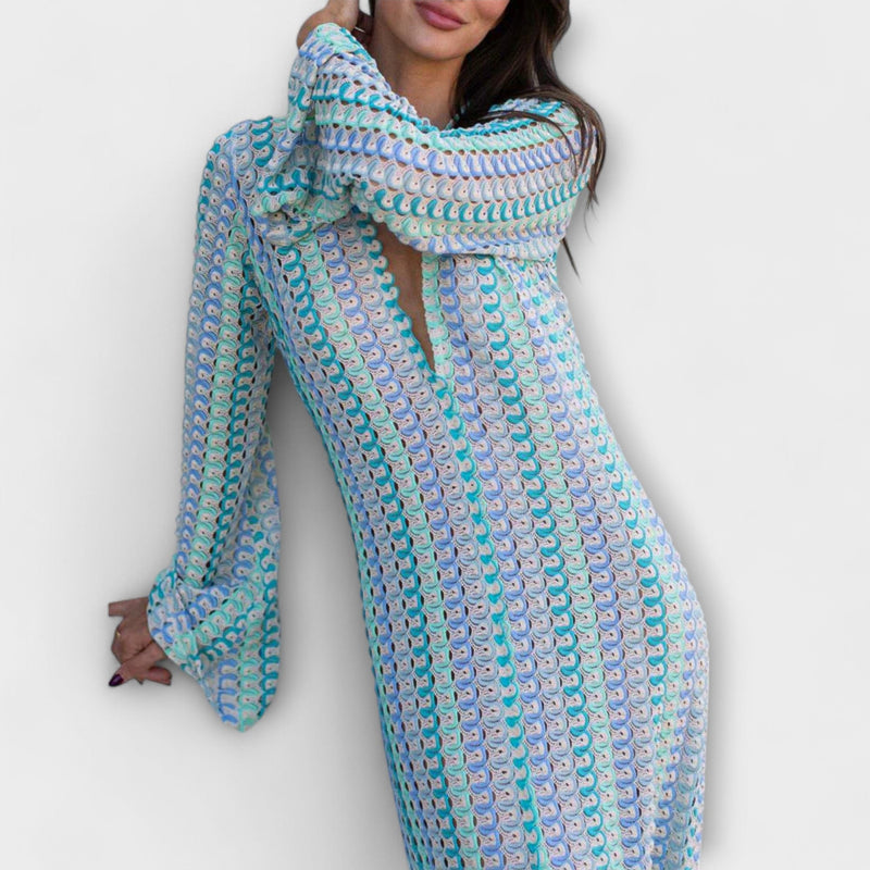 Elina – Vestido maxi con escote en V y estilo vacacional