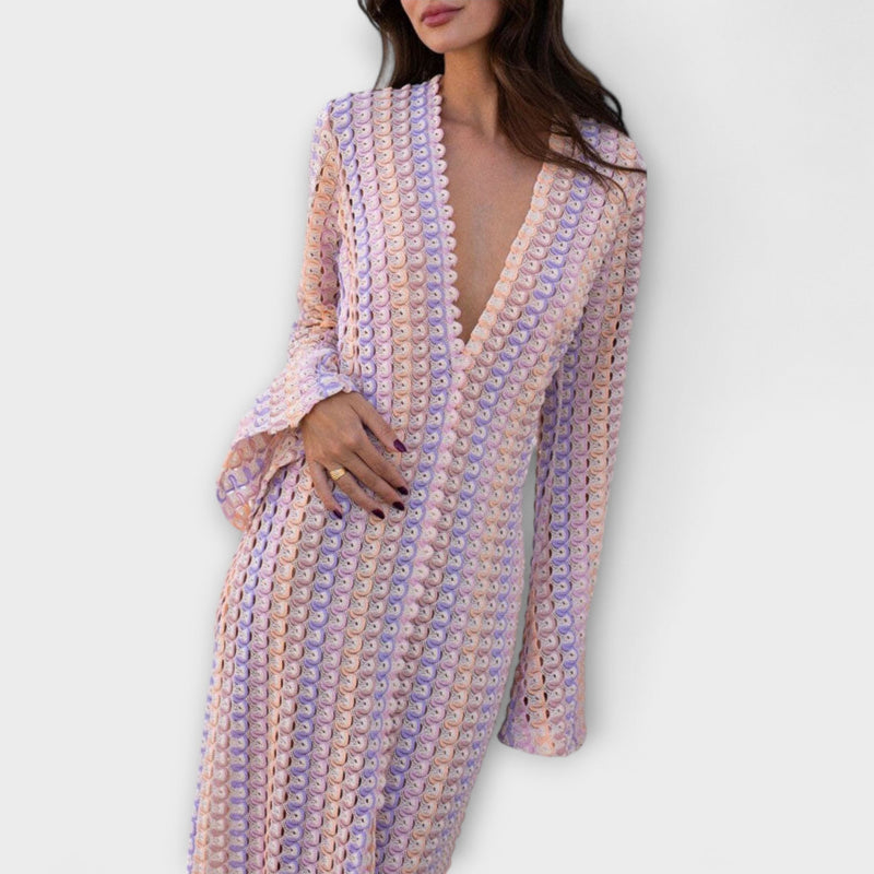 Elina – Vestido maxi con escote en V y estilo vacacional