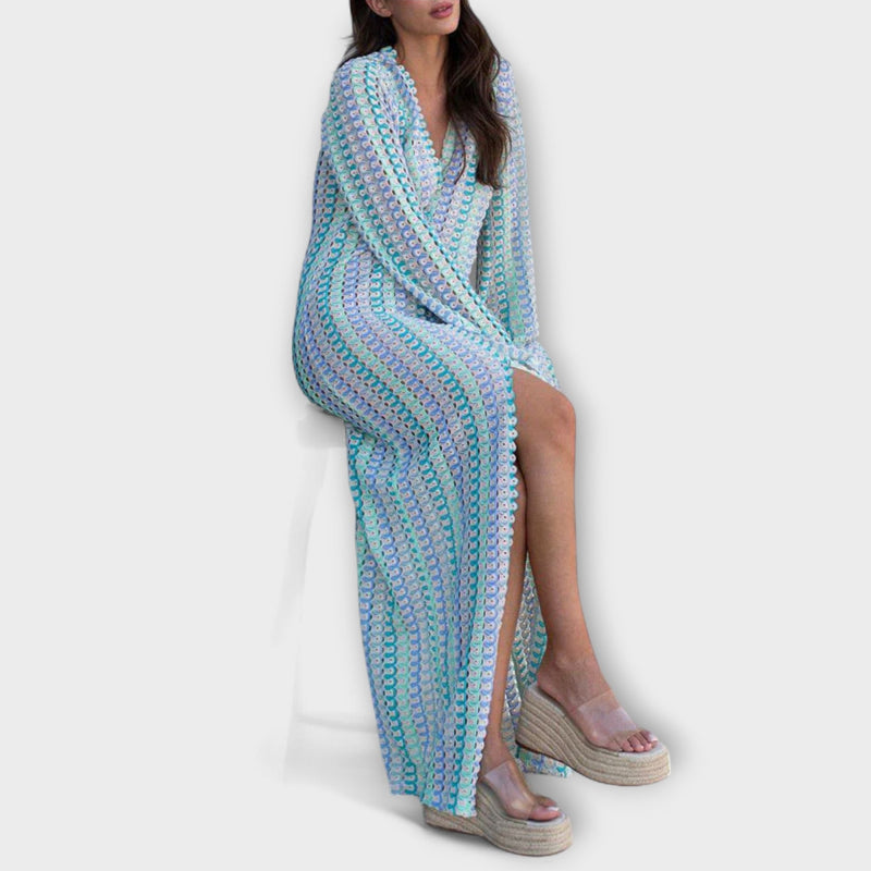 Elina – Vestido maxi con escote en V y estilo vacacional