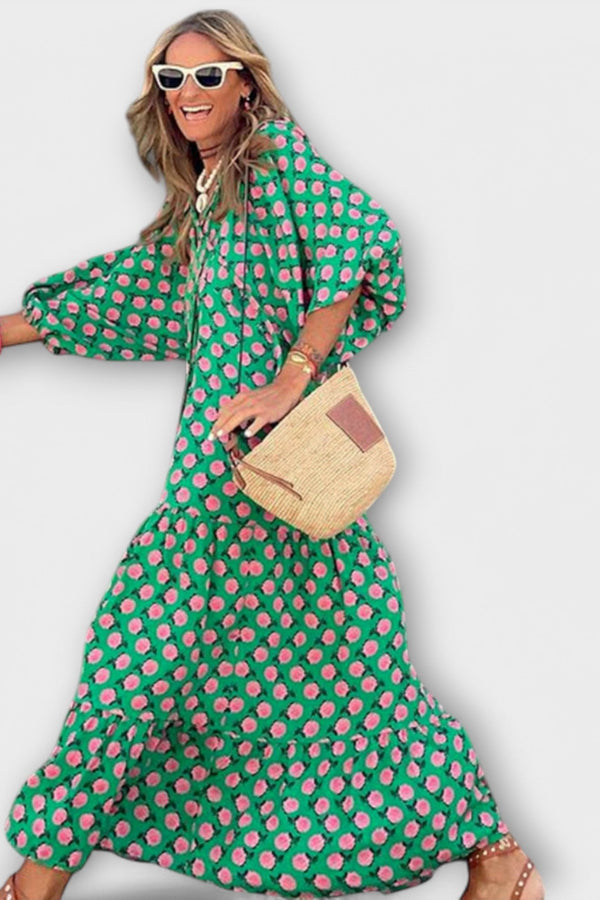 Elegante Vestido Maxí Geométrico