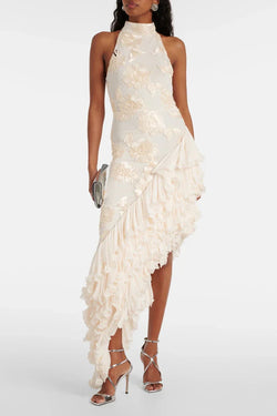 Karen - Vestido maxi con aplicaciones florales