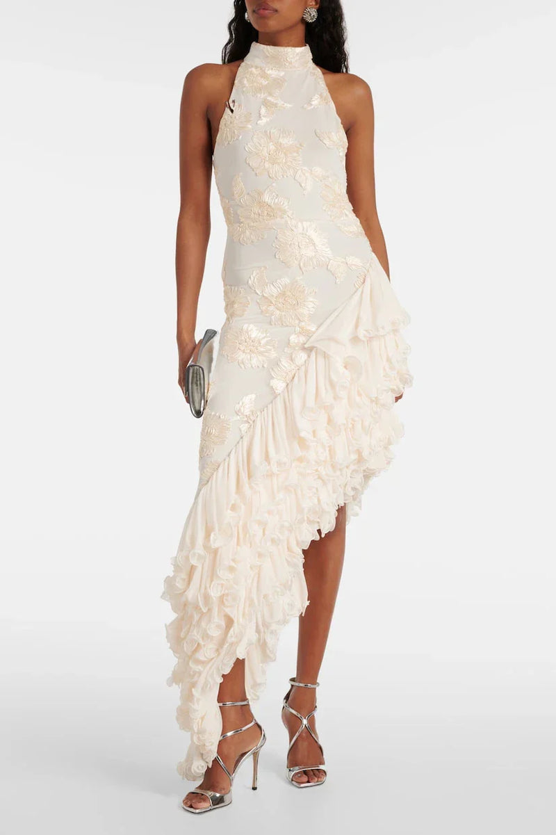 Karen - Vestido maxi con aplicaciones florales