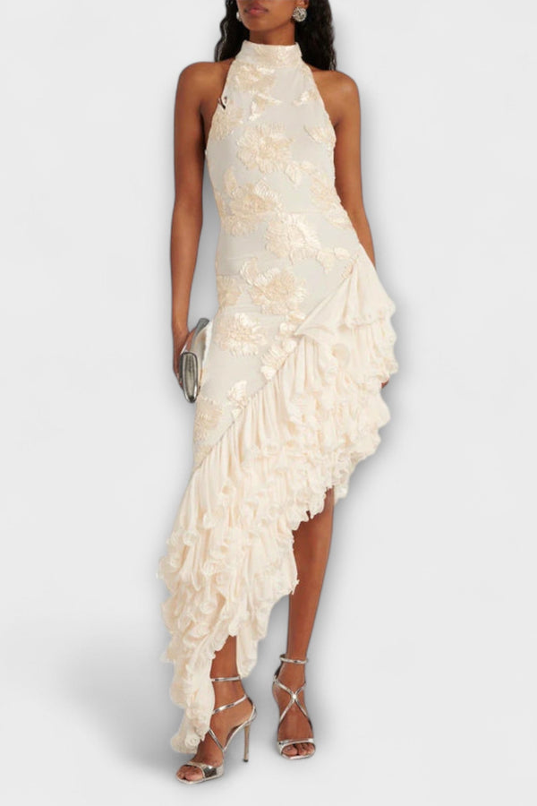 Karen - Vestido maxi con aplicaciones florales