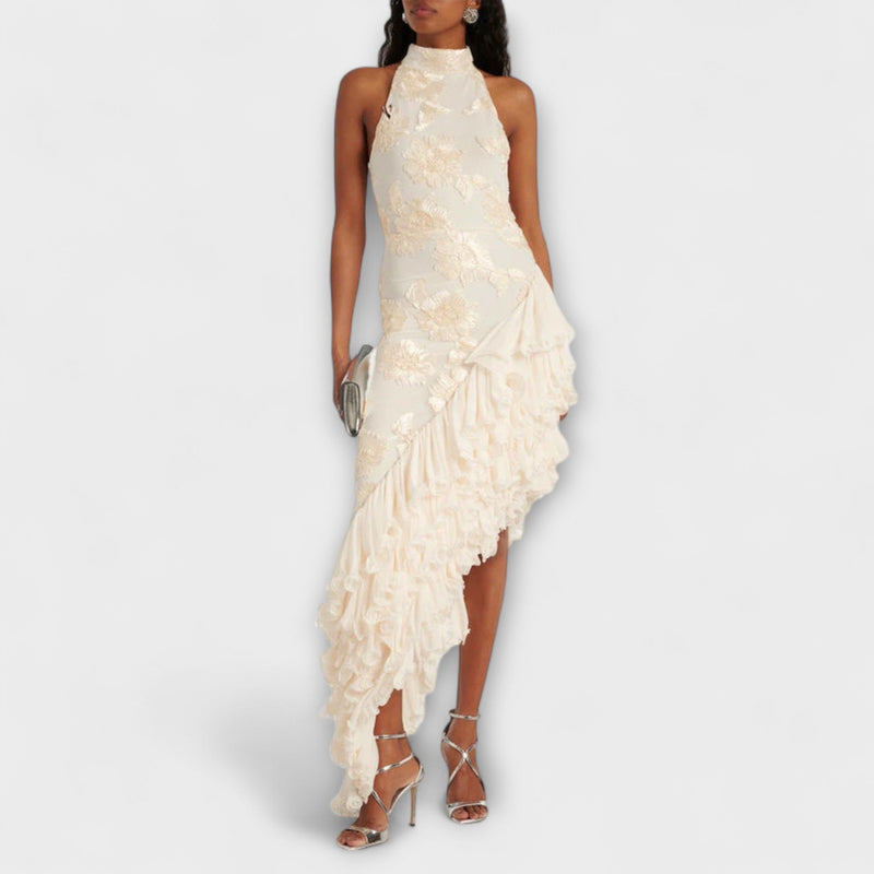 Karen - Vestido maxi con aplicaciones florales