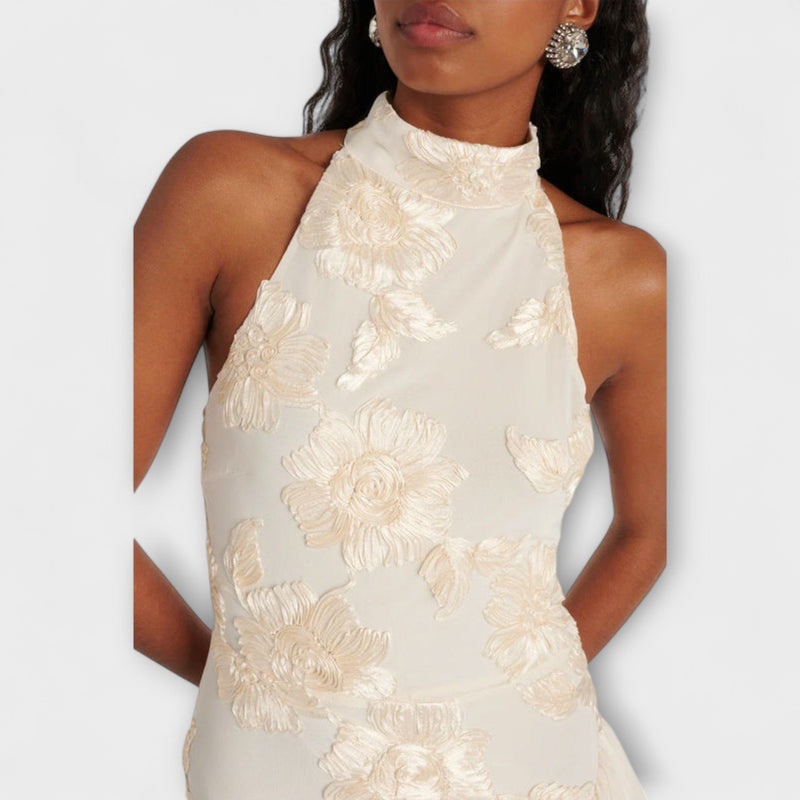 Karen - Vestido maxi con aplicaciones florales