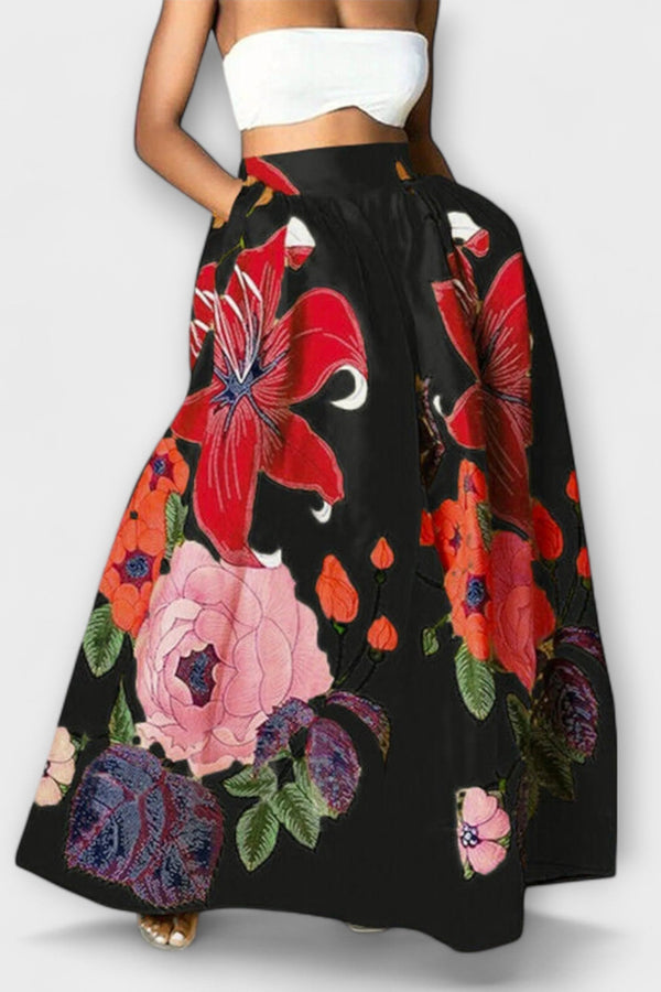 Ysolda - Falda Floral de Cintura Alta