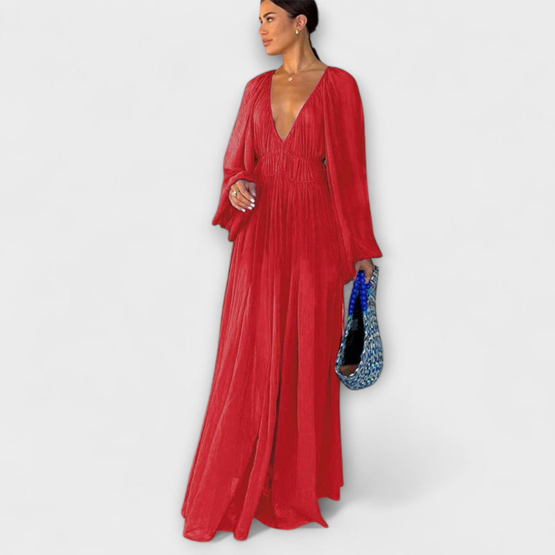 Elegante Vestido Largo con Pliegues