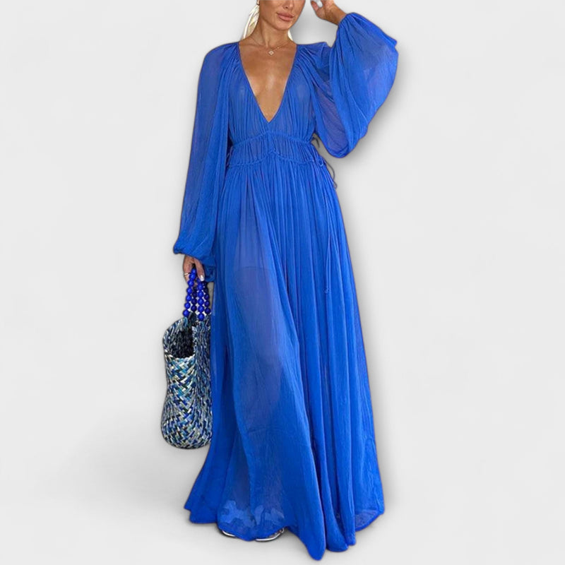 Elegante Vestido Largo con Pliegues