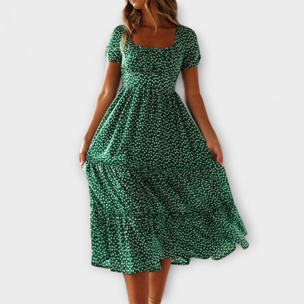 Vestido Maxicóctel Vintage con Manga Abullonada