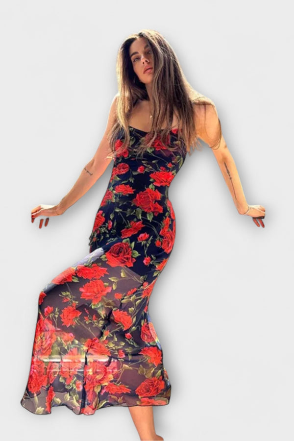 Vestido Bodycon de Tirantes de Espagueti con Estampado de Flores