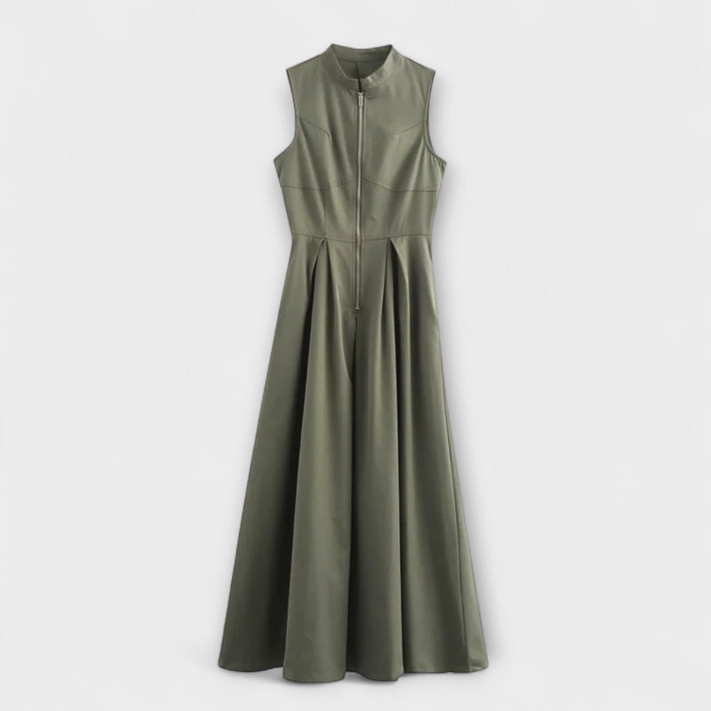 Vestido midi bodycon plisado sin mangas