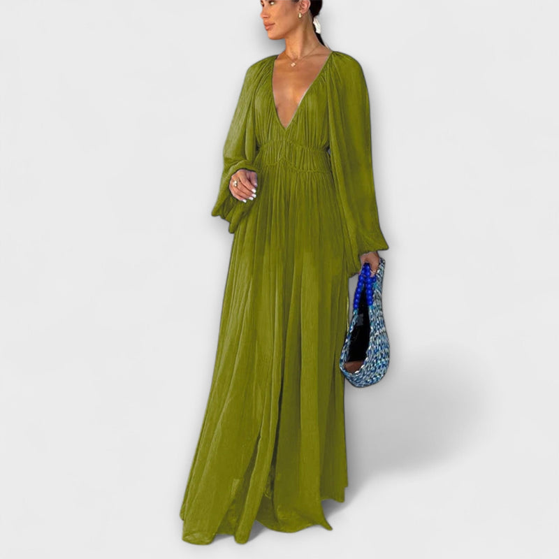 Elegante Vestido Largo con Pliegues