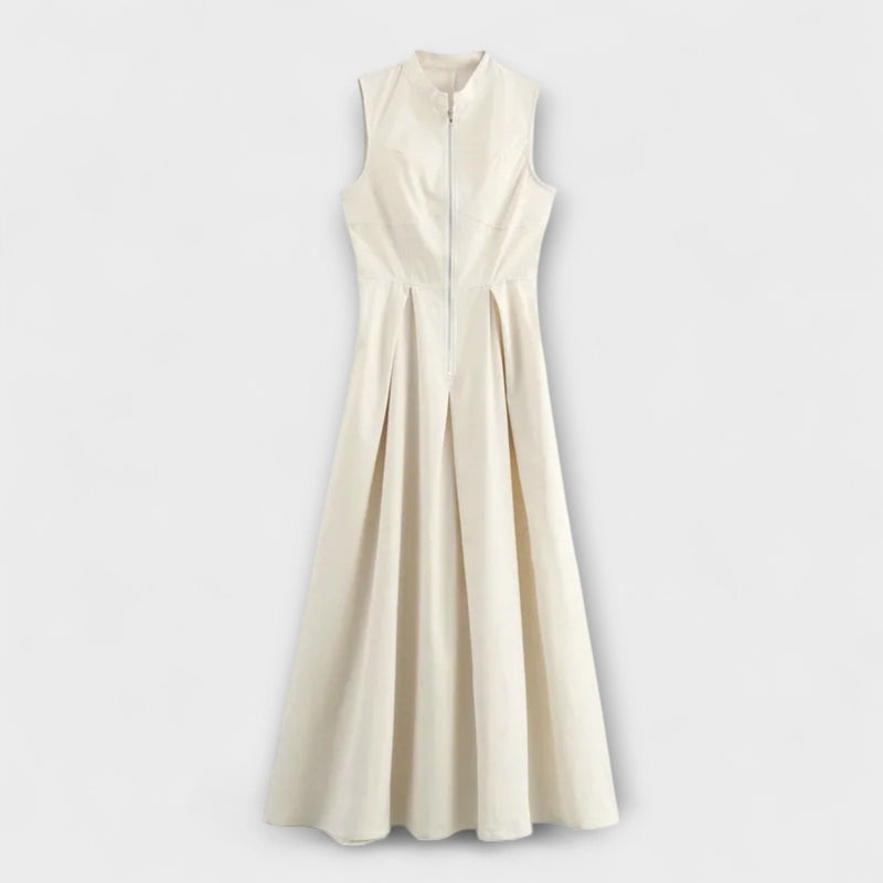 Vestido midi bodycon plisado sin mangas
