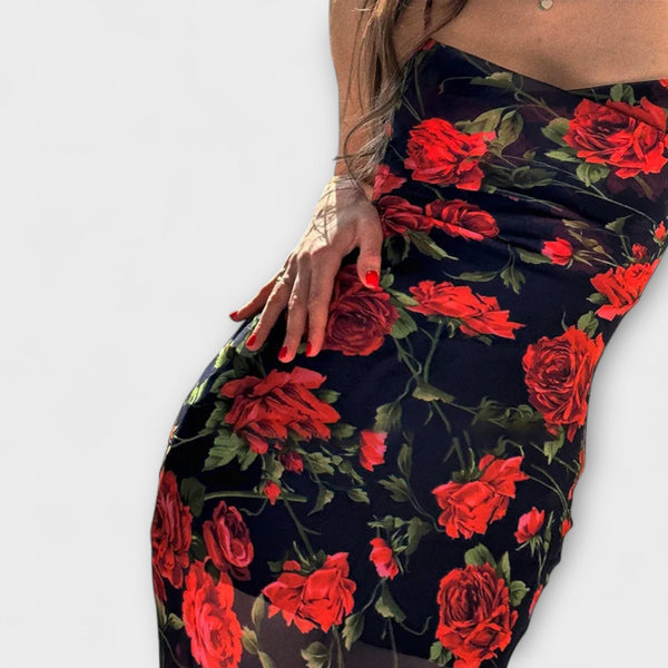 Vestido Bodycon de Tirantes de Espagueti con Estampado de Flores